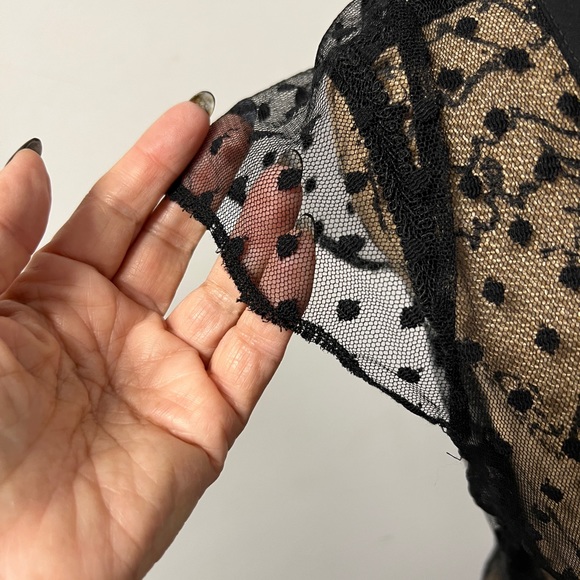 Voila sheer black dress, size small with silky waist tie - Picture 3 of 12